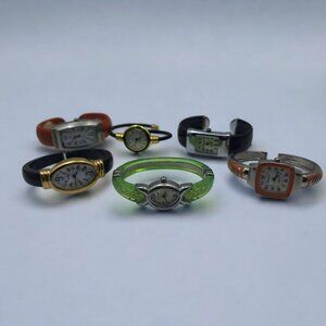 Lot‎ 6 Watches Quartz Cuff Narmi Avon Da Vanci Orange Green Black Chip